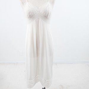 Vintage M Floral Lace Bridal Chemise White